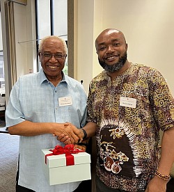 Fr. Michael Onwuemelie (Chapter Moderator) is thanked by Fr. Obinna Ifeanyi