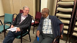 Fr. Barney Kelly chatting with our Provincial Superior, Fr. Oliver Iwuchukwu